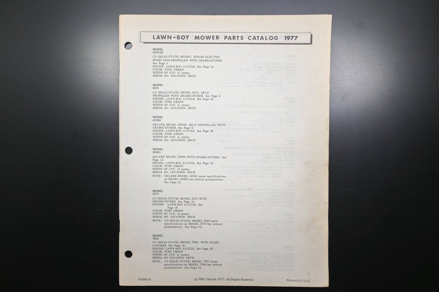 Lawn-Boy E008028 77 Mower Parts Catalog