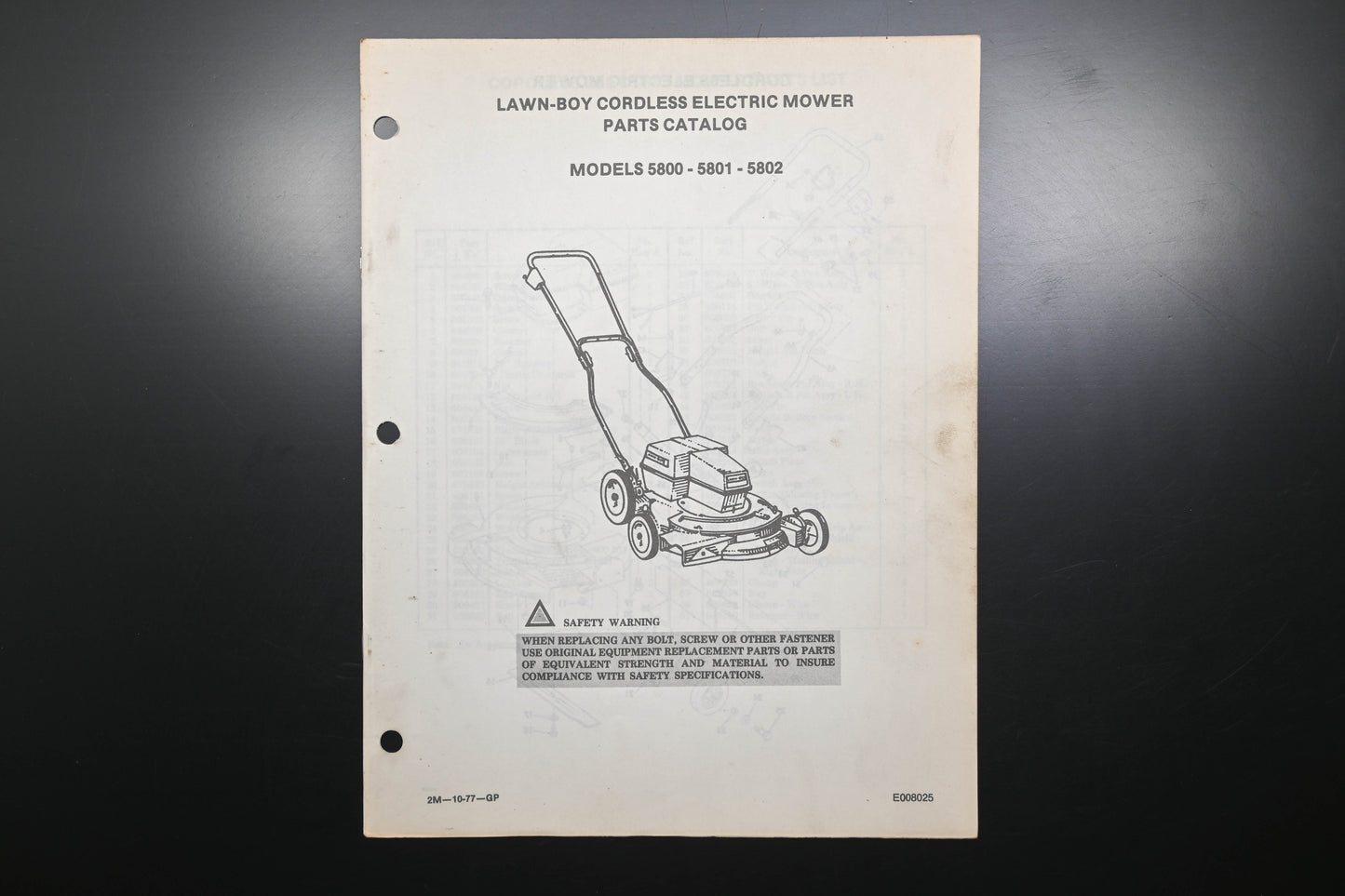 Lawn-Boy E008025 Cordless Electric Mower Parts Catalog