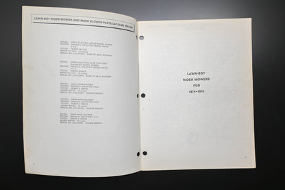 Lawn-Boy E008022A 75-76 Rider Mower & Snow Blower Parts Catalog