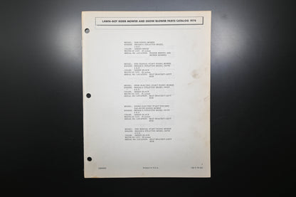 Lawn-Boy E008022 74 Rider Mower & Snow Blower Parts Catalog