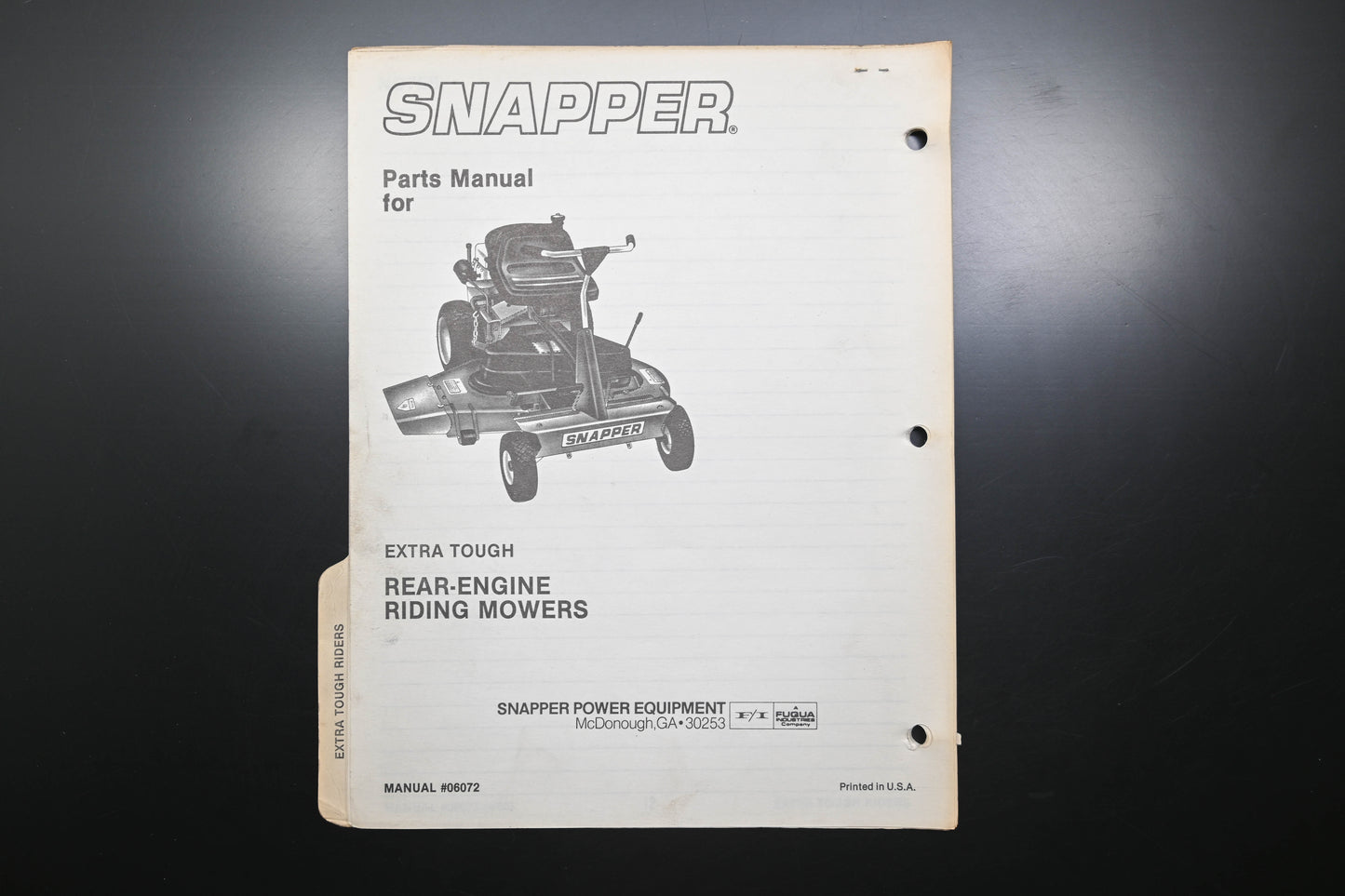 Snapper 06072, 6072 Commercial & Extra Tough Riding Mowers Parts Manual