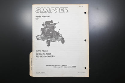 Snapper 06072, 6072 Commercial & Extra Tough Riding Mowers Parts Manual