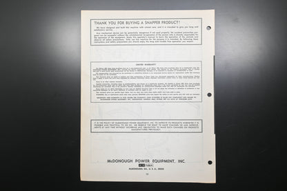 Snapper 1-2361 CV212P & CV212 Lawn Mower Operator's Manual