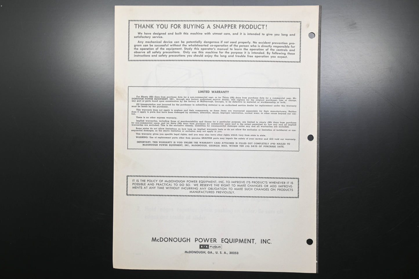 Snapper 1-2366 V182 V212 Series Lawn Mower Operator's Manual