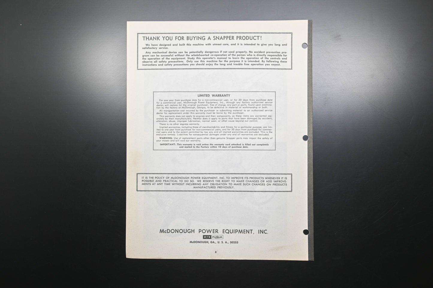 Snapper 1-2229 V181 V211 Series Lawn Mower Operator's Manual