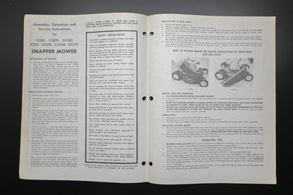 Snapper 1-1913 V180 V210 Series Lawn Mower Operator's Manual