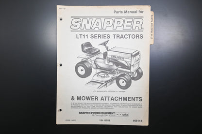 Snapper 06114, 6114 LT11 Tractor & Attachments Parts Manual