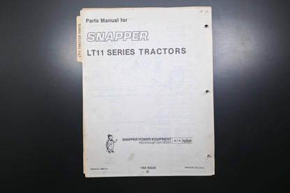Snapper 06114, 6114 LT11 Tractor & Attachments Parts Manual