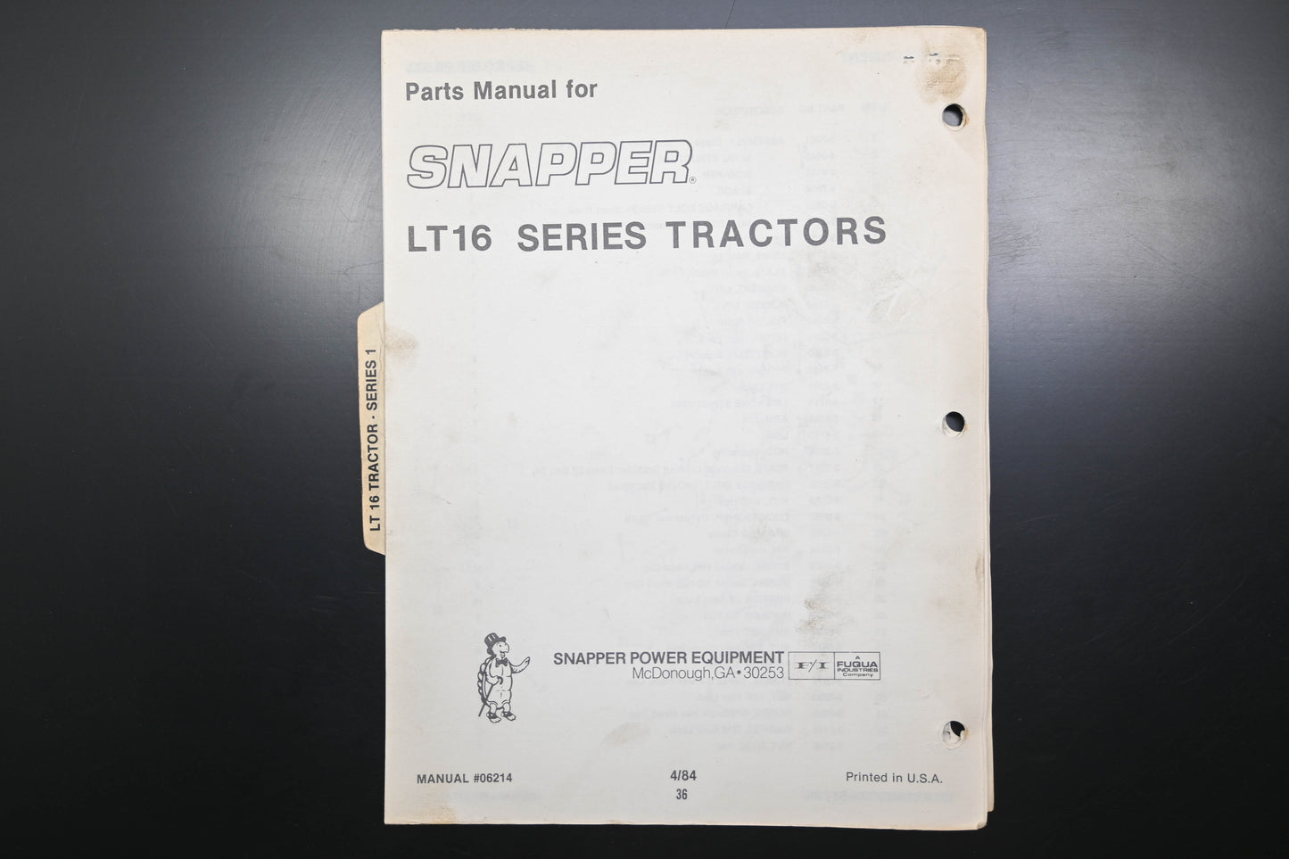Snapper 06214, 6214 LT16 Tractor & Attachments Parts Manual