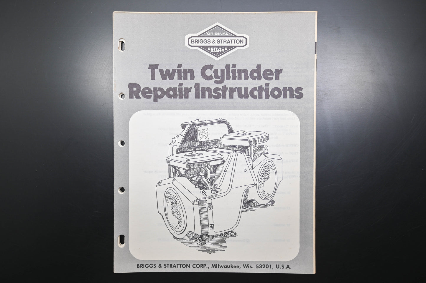 OEM Briggs & Stratton DX003-180 Twin Cylinder Repair Instructions