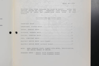 Teledyne Total Power TTP 30067, TTP-30067, TTP30067 Wisconsin Robin WT1-125V Parts Catalog