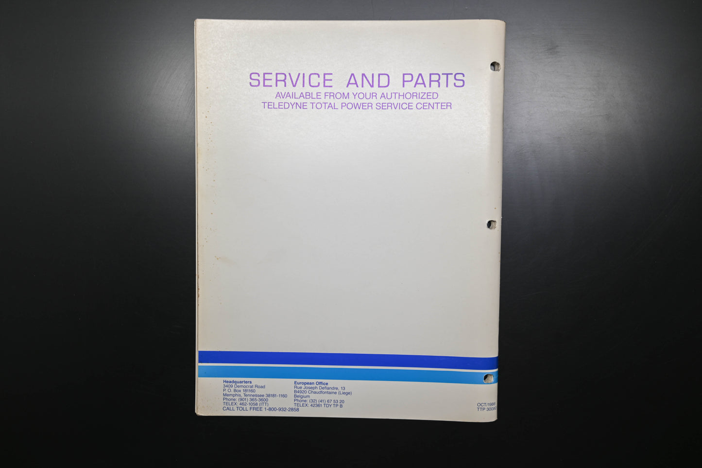 Teledyne Total Power TTP 30080, TTP-30080, TTP30080 Wisconsin Robin W1-145B Shop Manual