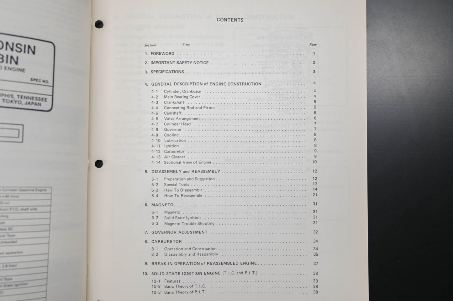Teledyne Total Power TTP 30080, TTP-30080, TTP30080 Wisconsin Robin W1-145B Shop Manual