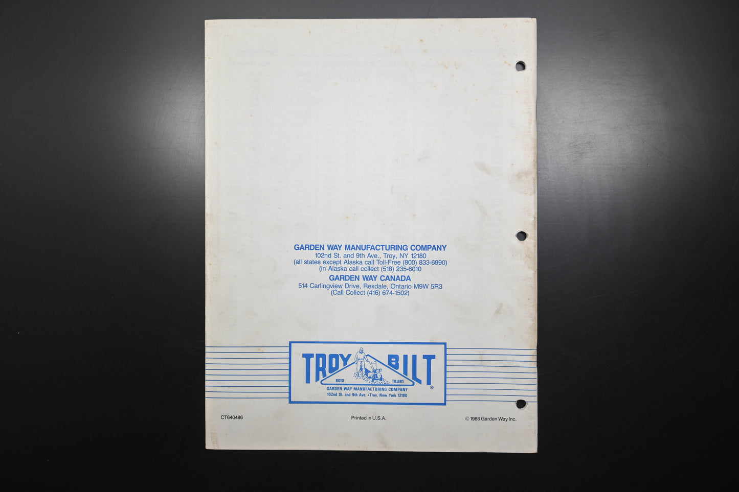 Troy Bilt CT640486 86 Pony Roto Tiller Parts Catalog