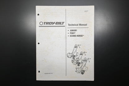 Troy Bilt MN1400590 Junior Pony Econo-Horse Roto Tiller Technical Manual