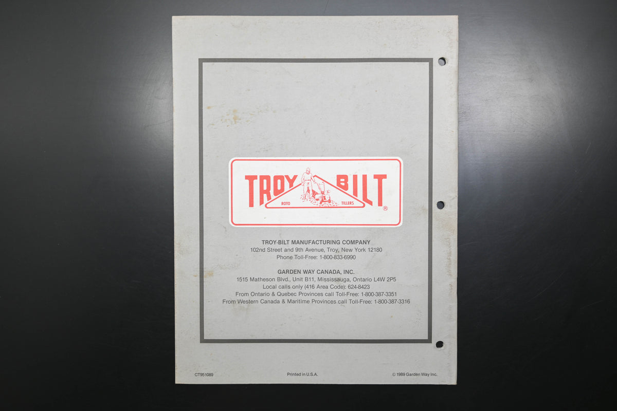 Troy Bilt CT951089 89 PTO Horse Roto Tiller Parts Catalog