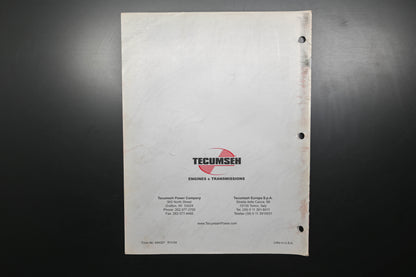 OEM Tecumseh 694327 2004 Revision Factory Training Manual