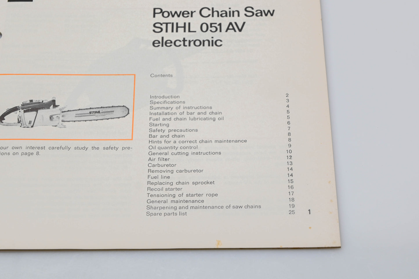 OEM Stihl 0451 111 0121 051 AV Chain Saw Owner's Manual