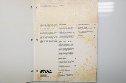 OEM Stihl 0455 111 0123 051 AV Chain Saw Shop Manual