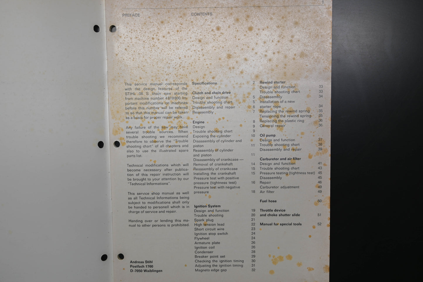 OEM Stihl 0455 108 0123 08 S Chain Saw Shop Manual
