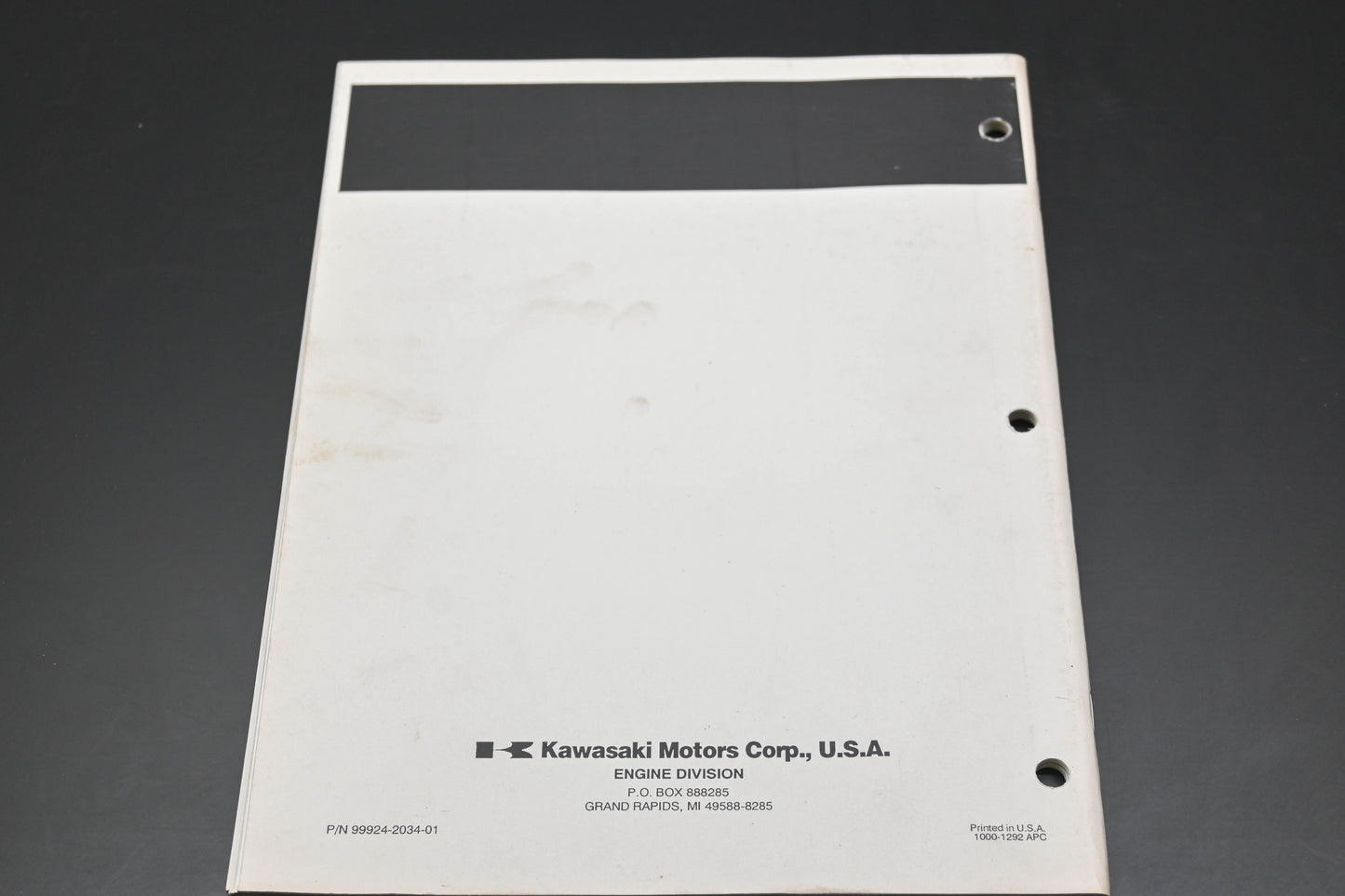 OEM Kawasaki 99924-2034-01 FC180V OHV Engine Shop Manual