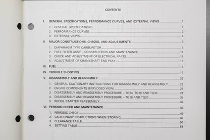 OEM Kawasaki 900133-M047A TG18-TG33 Engine Shop Manual