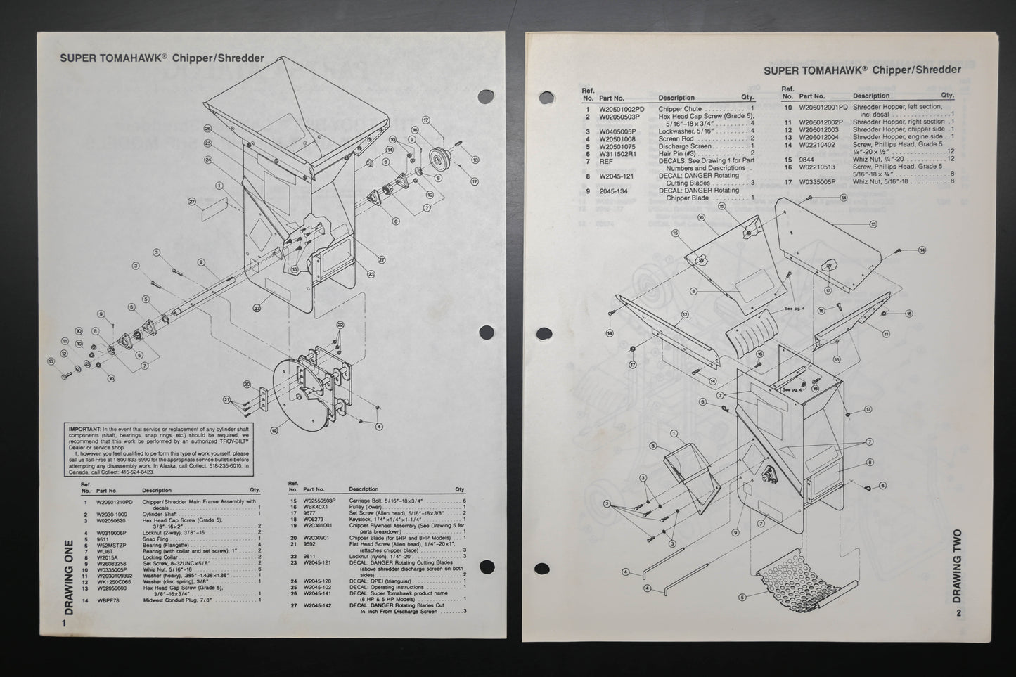 Troy Bilt CT1000388 88 Super Tomahawk Chipper Shredder Parts Catalog