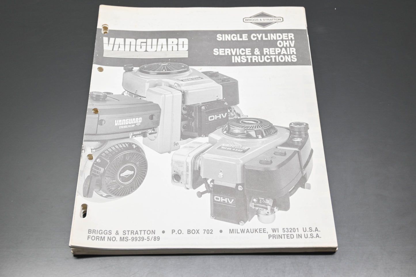 OEM Briggs & Stratton MS-9939-5/89 Single Cylinder OHV Shop Repair Manual