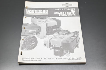 OEM Briggs & Stratton MS-9939-5/89 Single Cylinder OHV Shop Repair Manual