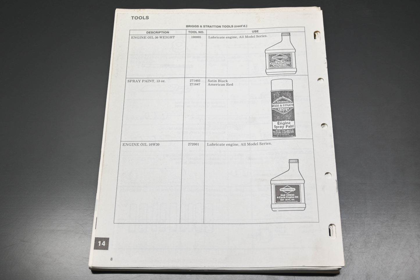 OEM Briggs & Stratton MS-9939-5/89 Single Cylinder OHV Shop Repair Manual