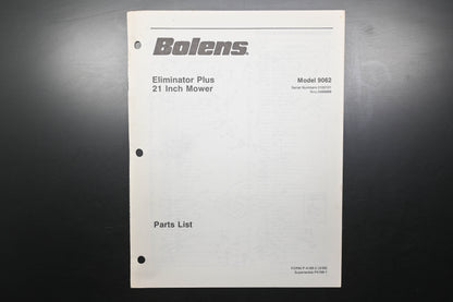 Bolens P-4188-2 21" Mower Eliminator Plus Model 9062 Parts List