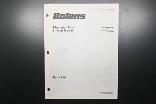 Bolens P-4188-2 21" Mower Eliminator Plus Model 9062 Parts List