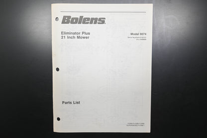 Bolens P-4189-2 21" Mower Eliminator Plus Model 9074 Parts List