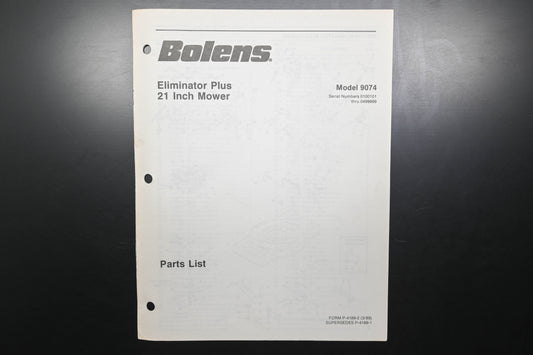 Bolens P-4189-2 21" Mower Eliminator Plus Model 9074 Parts List
