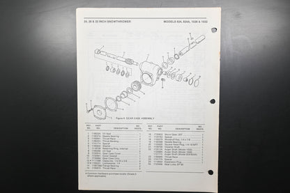 Bolens 4303-1 88 Snow Thrower Models 824 1026 1032 Parts List
