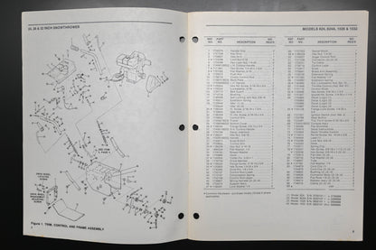 Bolens 4303-1 88 Snow Thrower Models 824 1026 1032 Parts List