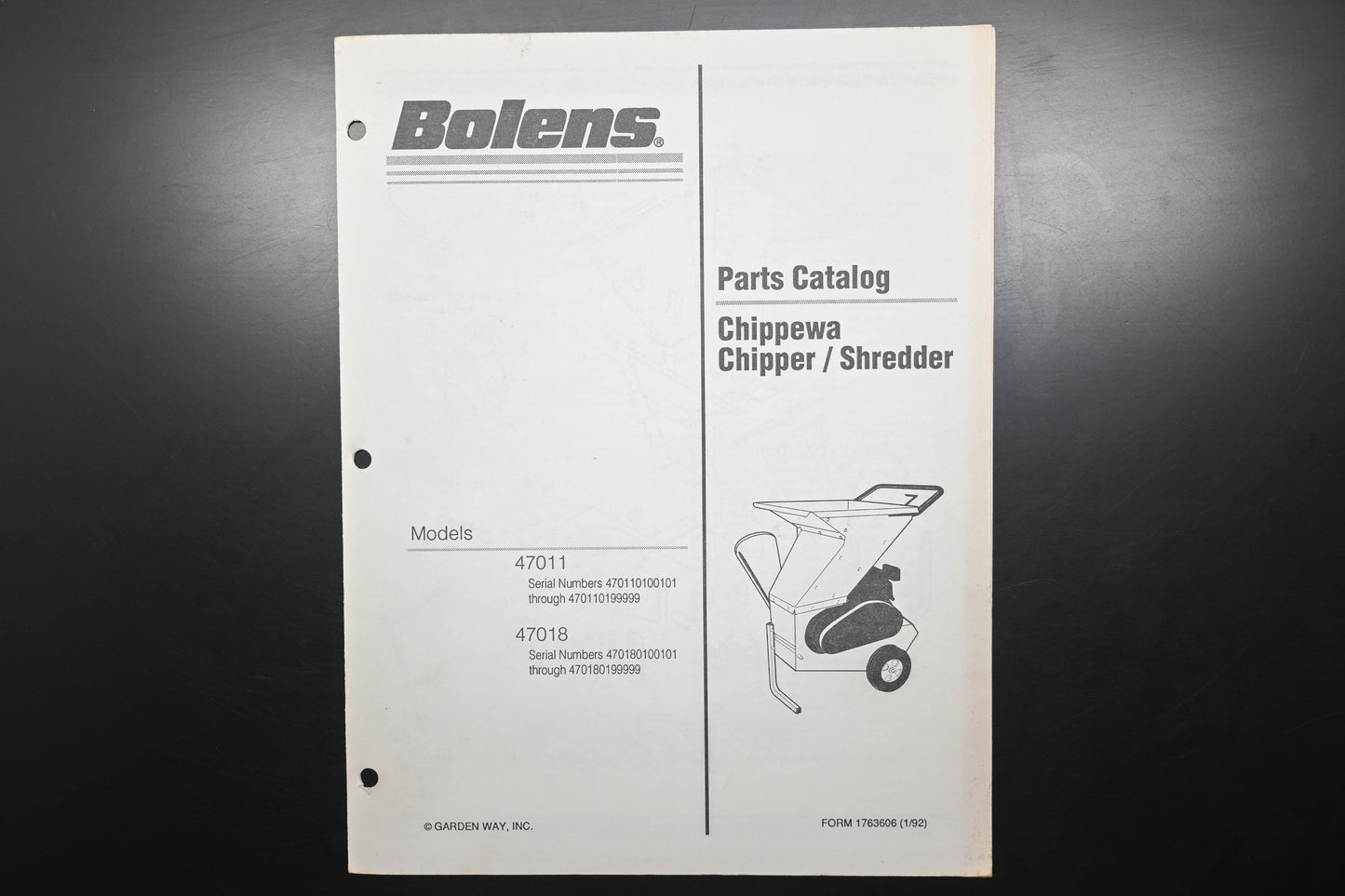 Bolens 1763606, 176-3606 Chippewa Models 47011 47018 Parts Catalog