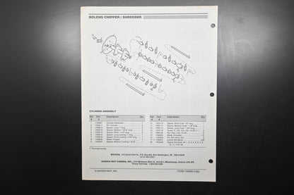 Bolens 1763606, 176-3606 Chippewa Models 47011 47018 Parts Catalog
