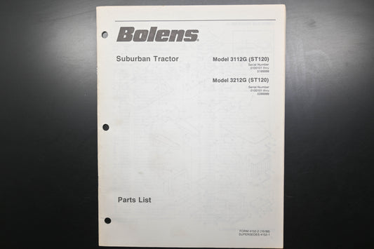 Bolens 4152-2 Suburban Tractor Models 3112G 3212G Parts List