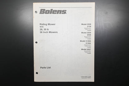 Bolens P4086-4 28" 30" 36" Riding Mower Parts List