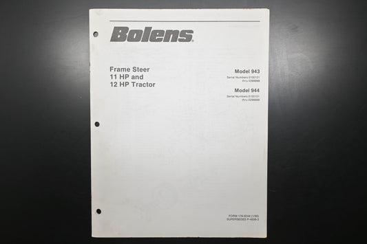 Bolens 176-0244, 1760244 11 12 HP Frame Steer Tractor Parts List