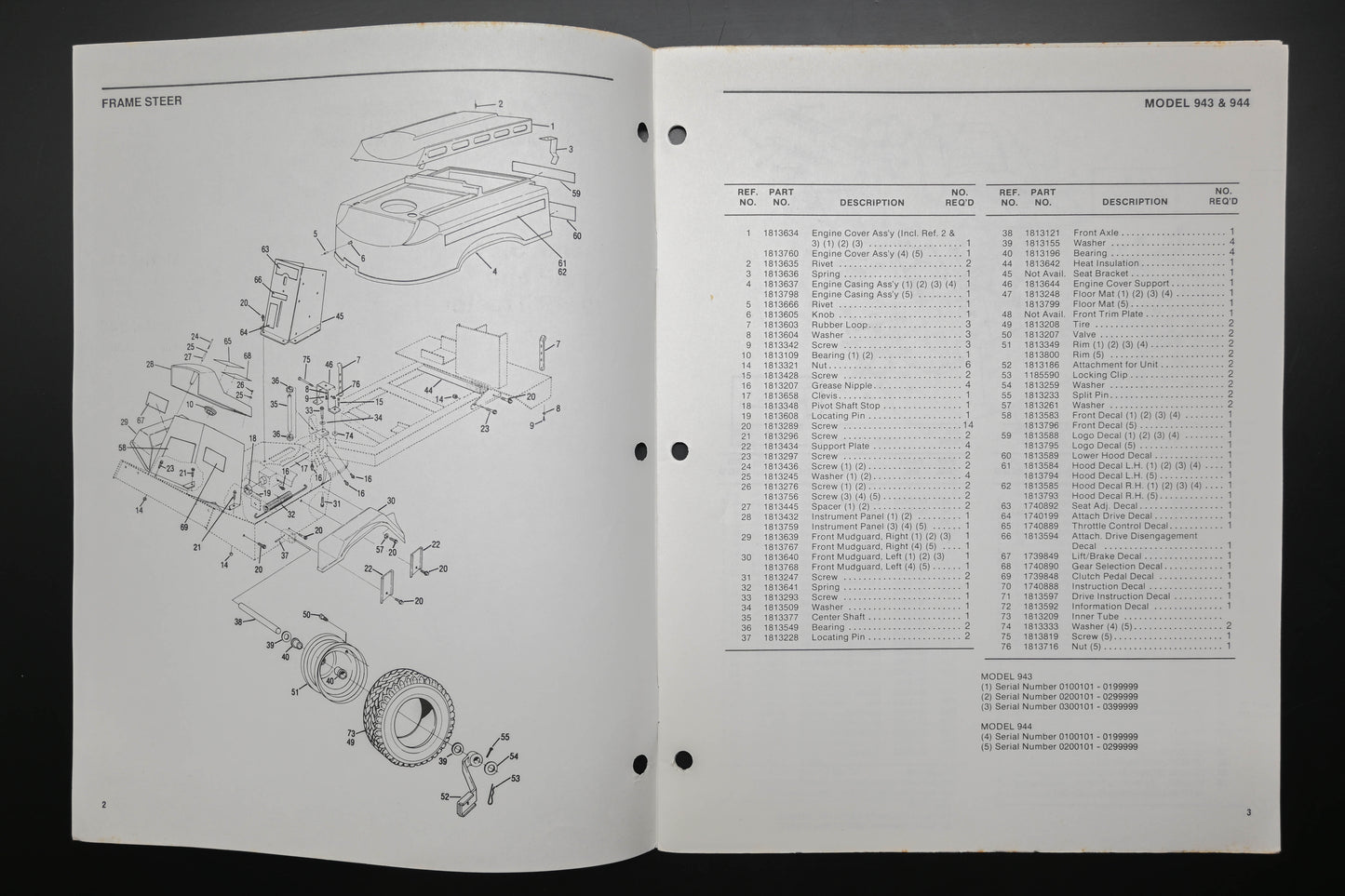 Bolens 176-0244, 1760244 11 12 HP Frame Steer Tractor Parts List