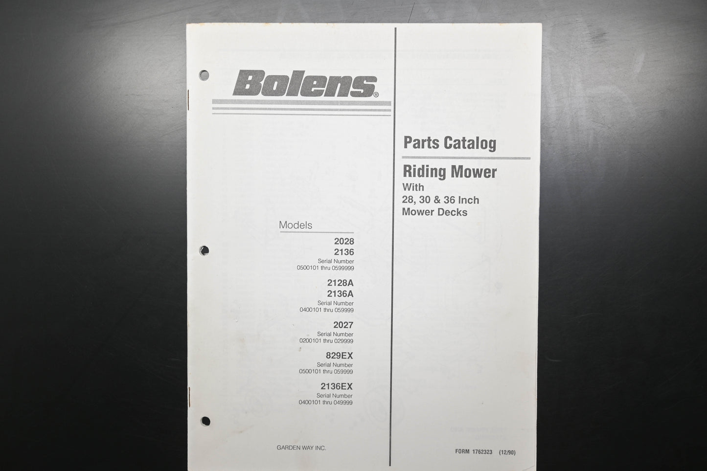 Bolens 176-2323, 1762323 Riding Mower Parts Catalog