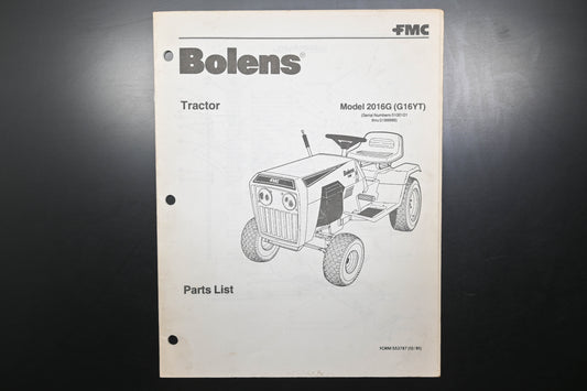 Bolens 553787, 217505 Tractor Model 2016G Parts List
