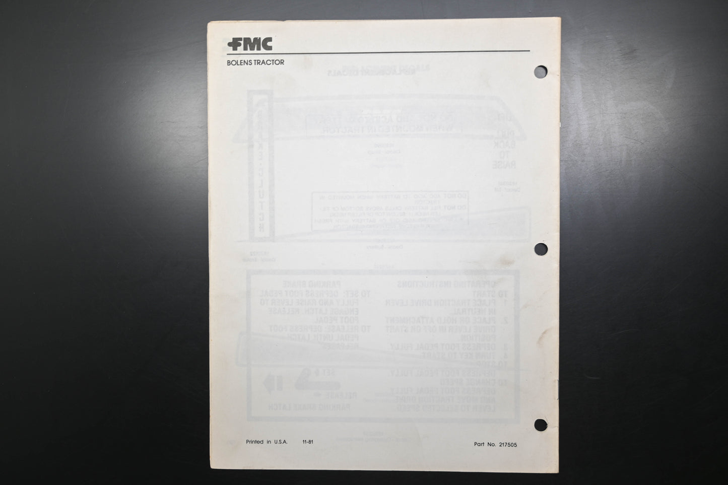 Bolens 553787, 217505 Tractor Model 2016G Parts List