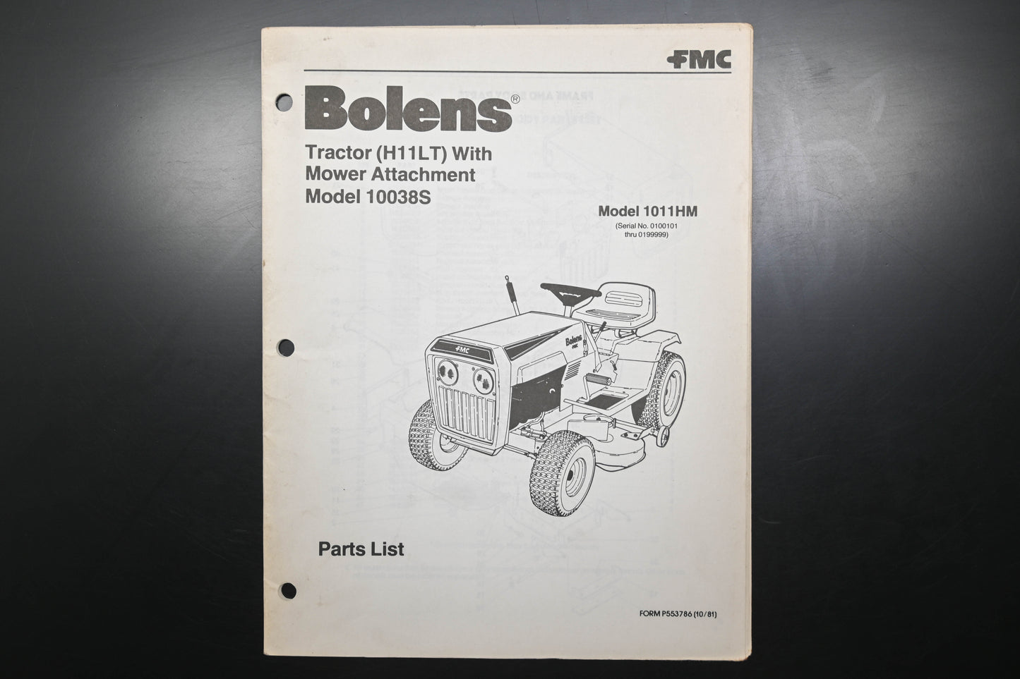 Bolens P553786, 217475 H11LT & Mower Attachment Parts List