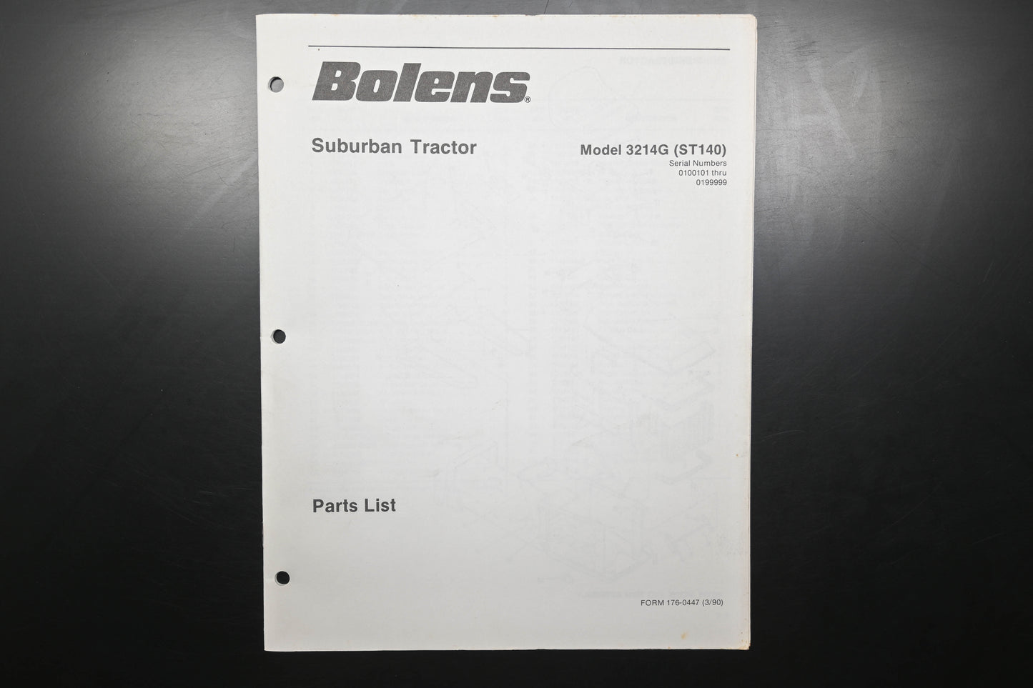 Bolens 176-0447, 1760447 90 Suburban Tractor Model 3214G Parts List