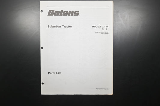 Bolens 176-0446, 1760446 90 Suburban Tractor 3214H 3216H Parts List