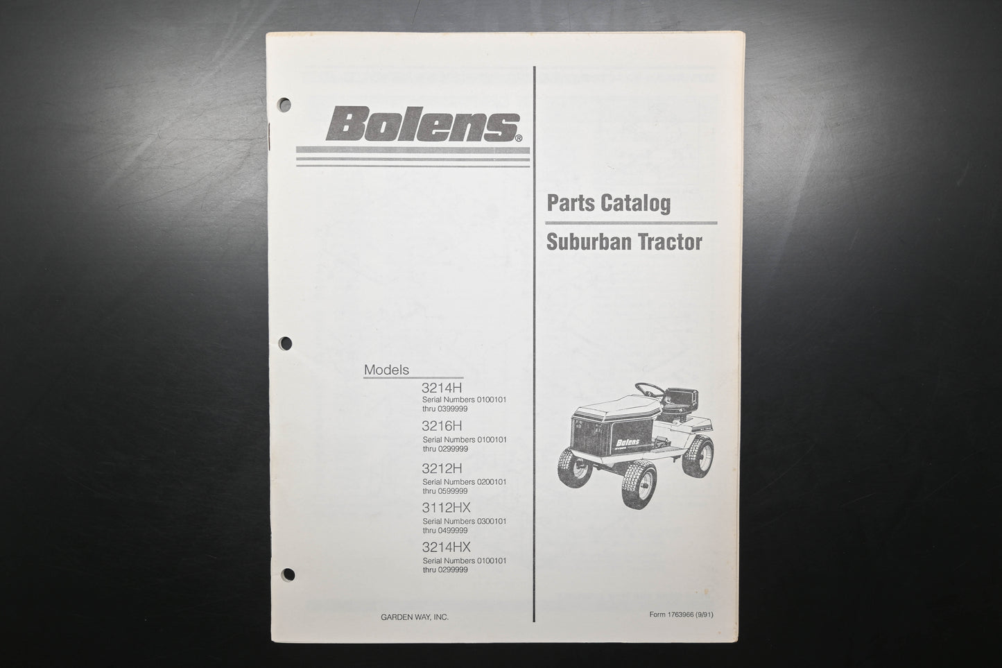 Bolens 1763966, 176-3966 91 Suburban Tractor Parts Catalog