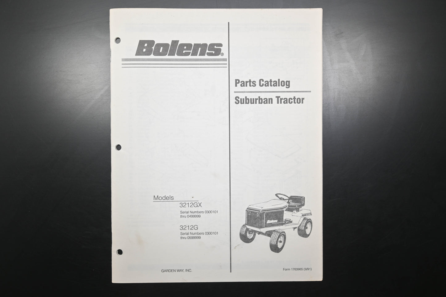Bolens 1763965, 176-3965 Suburban Tractor Models 3212GX 3212G Parts List
